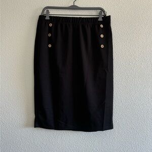 Elastic Waist Fake Button Skirt